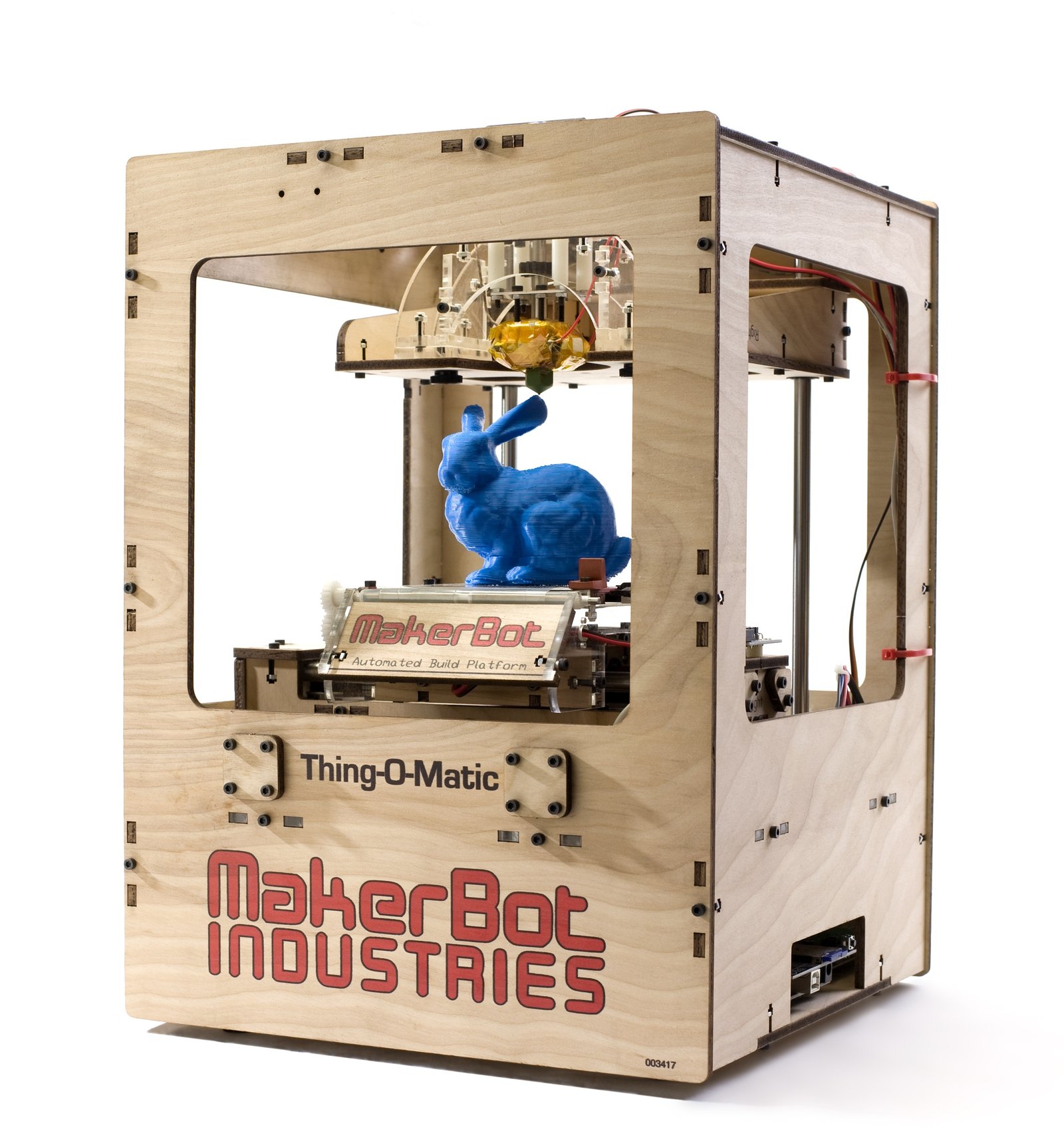 Makerbot Thing-O-Matic Assembled Printing Blue Rabbit